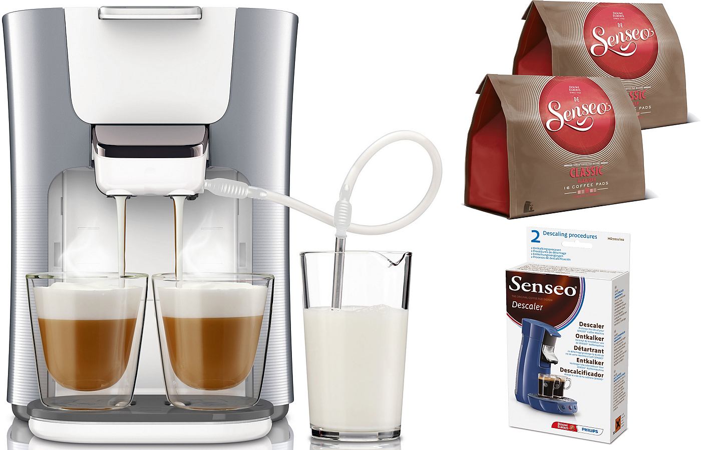 Philips SENSEO® System für Kaffeepads SENSEO® Latte Duo HD7857/20 - Pearl Silver